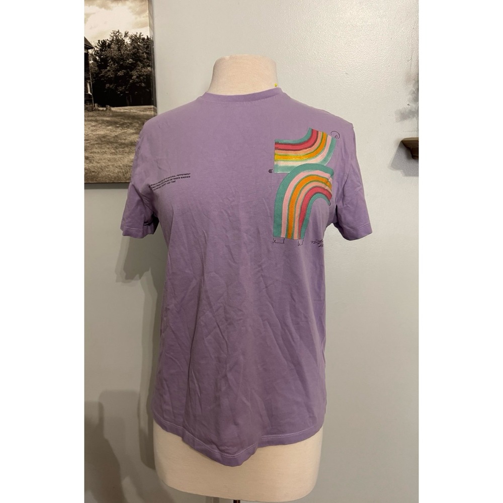 Pangaia purple rainbow graphic XS oversized tshirt peppermint oil‎ treated